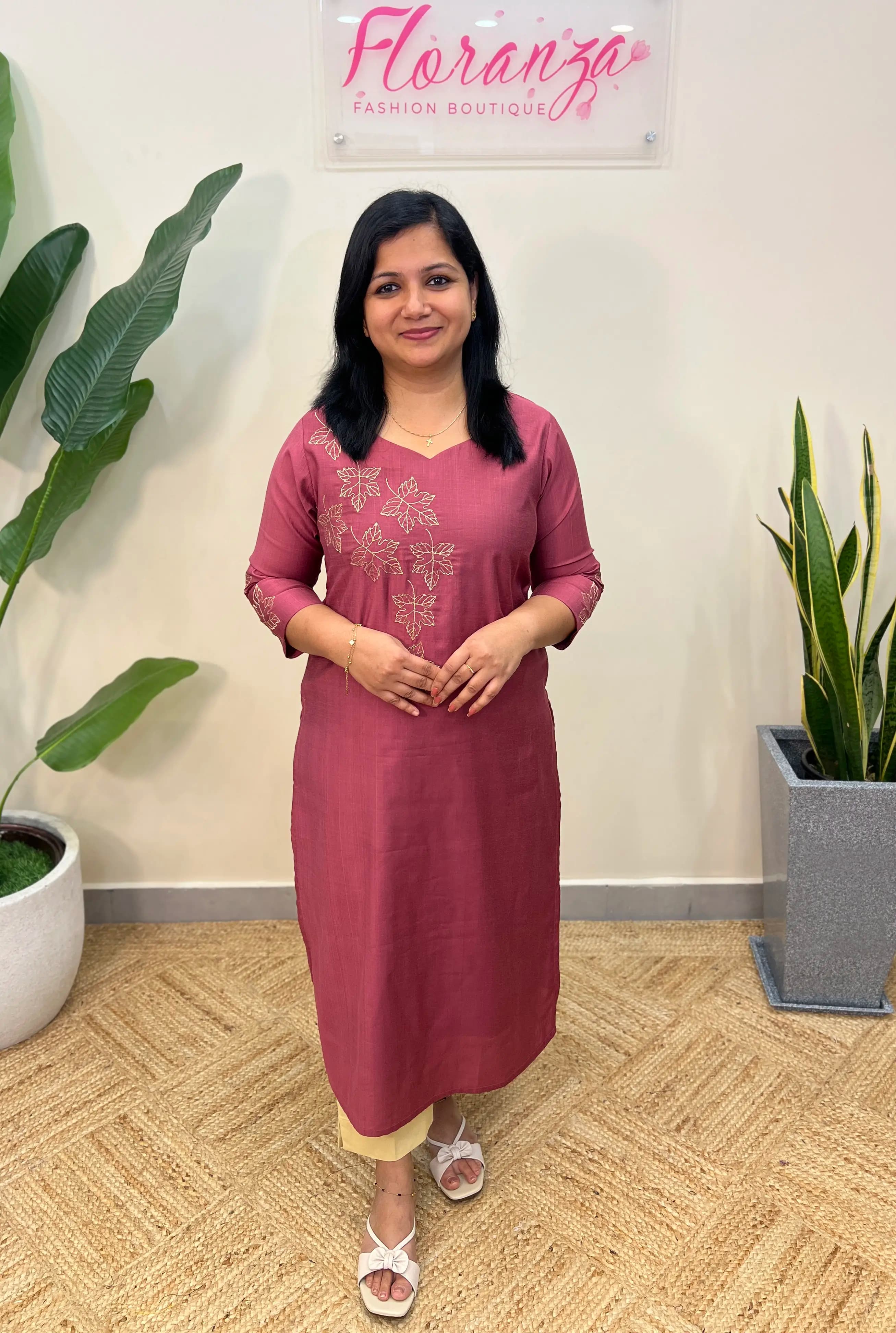 Kurti in Vatican Silk - Onion Pink